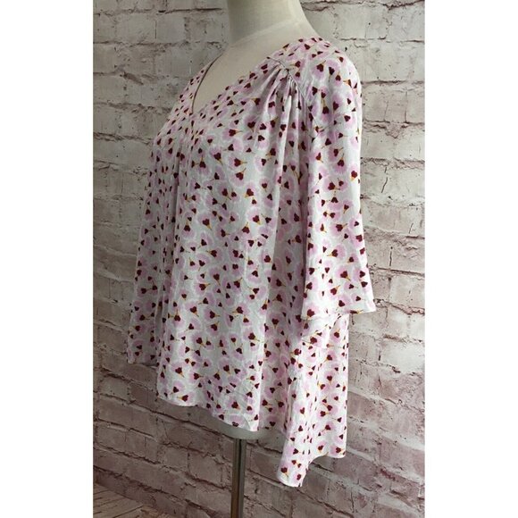 Anna Glover x H&M Loose Fit Hi Low Blouse Shirt Violet Flower Petal US 10 NEW - Picture 3 of 5